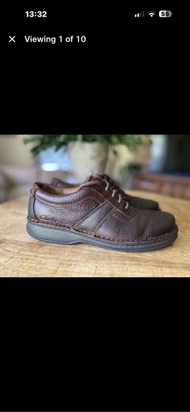 Clarks Men’s Brown Leather Lace-Up Casual Shoes Size 10M - Picture 2 of 10